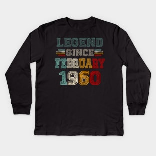 63 Years Old Legend Since February 1960 63rd Birthday Kids Long Sleeve T-Shirt